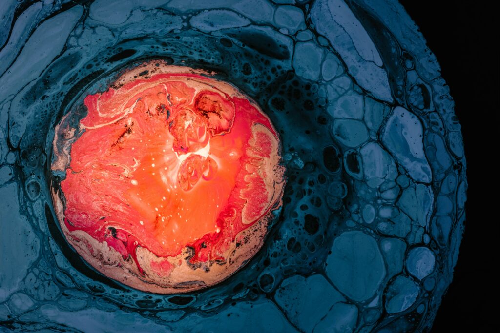 A orb of molten lava core representing that which burns inside us and answers the question Who are you becoming?
