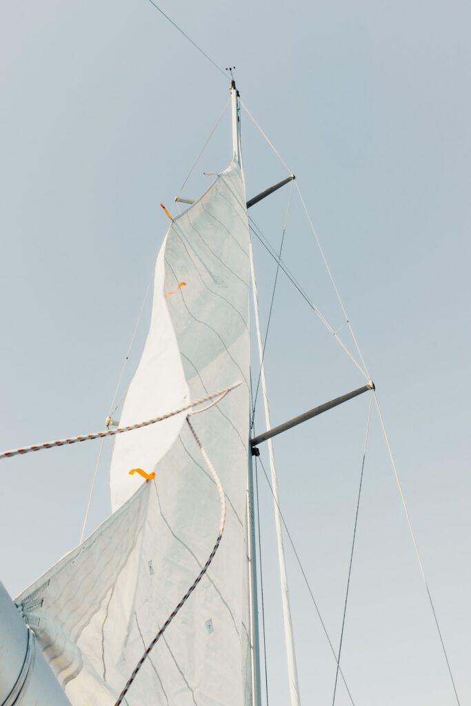 A luff sail on a boat sometimes needed when assessing your situation and reading the wind