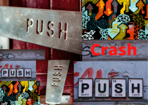 Collage of push push crash words
